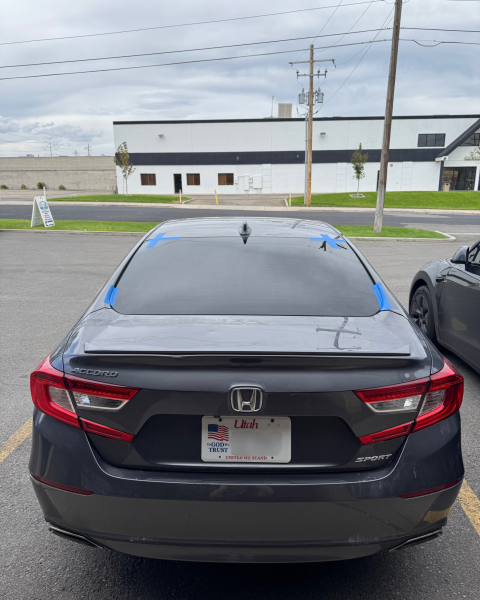 honda shattered back glass after